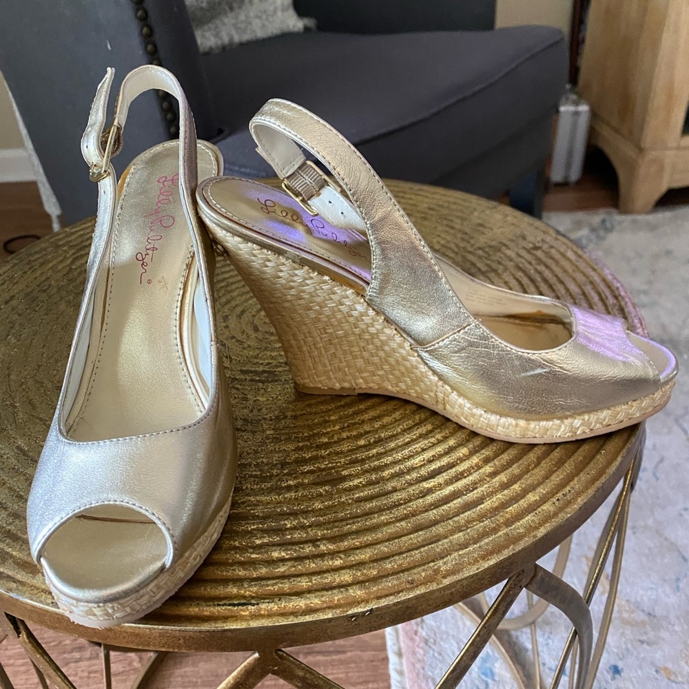 Lily Pulitzer Gold Wedge Sandals